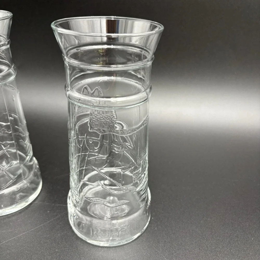 Red Lobster Embossed Lighthouse Crabfest‎ Glass Set of 2 Crab Sailboat NICE